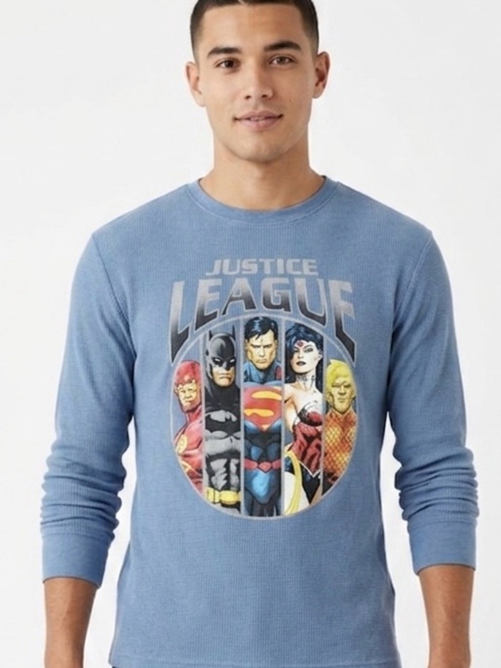 Justice League Blue Long Sleeve Thermal Shirt Size M